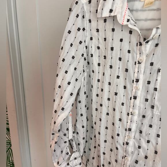 Anthropologie Maeve Clip Dot Relaxed Button down Shirt Size 10 - Picture 4 of 12